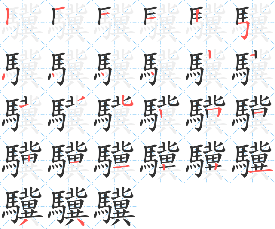 驥字筆畫寫法